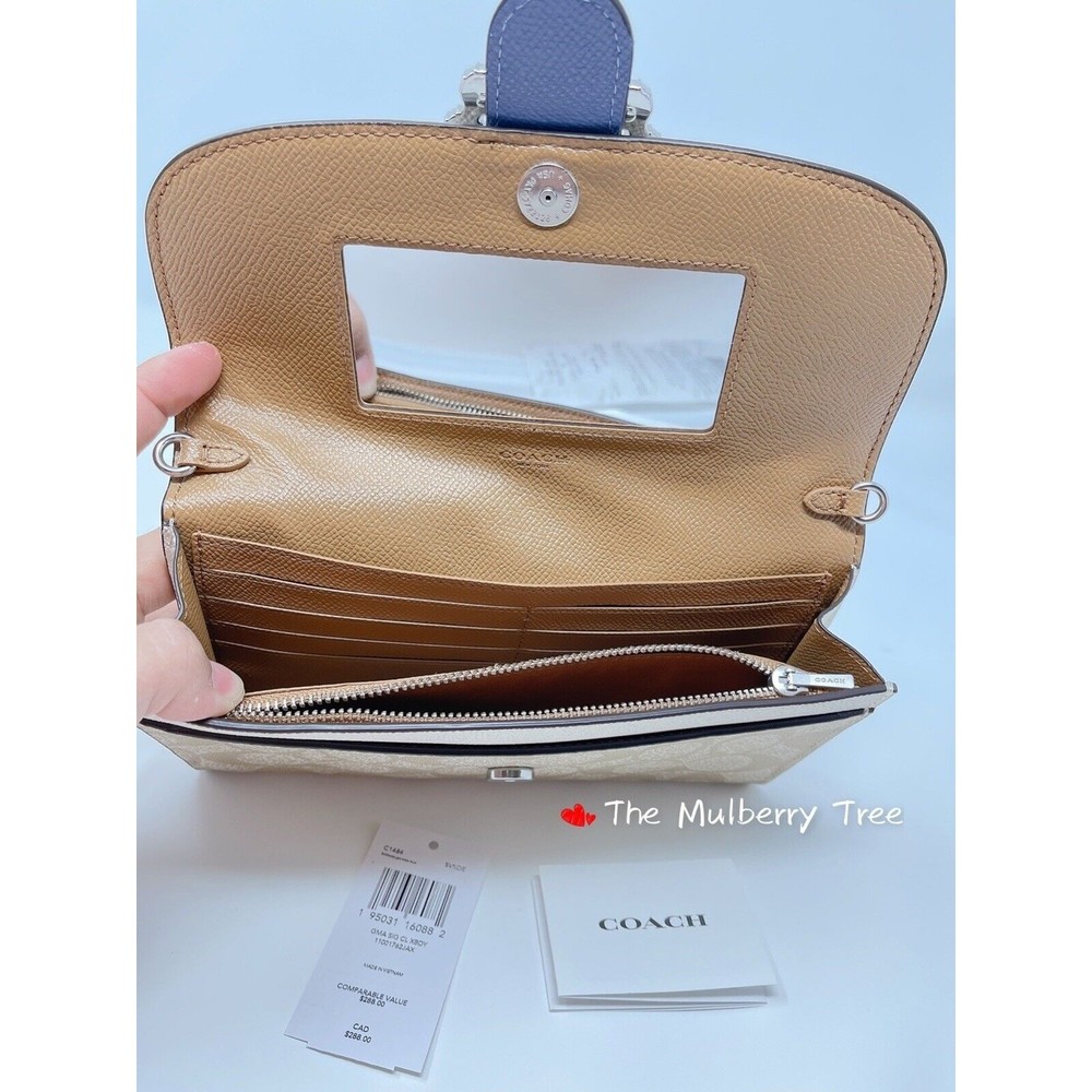 NWT Coach C1484 Gemma Clutch Crossbody In Colorblock Signature Canvas Org $288 - Picture 3 of 9